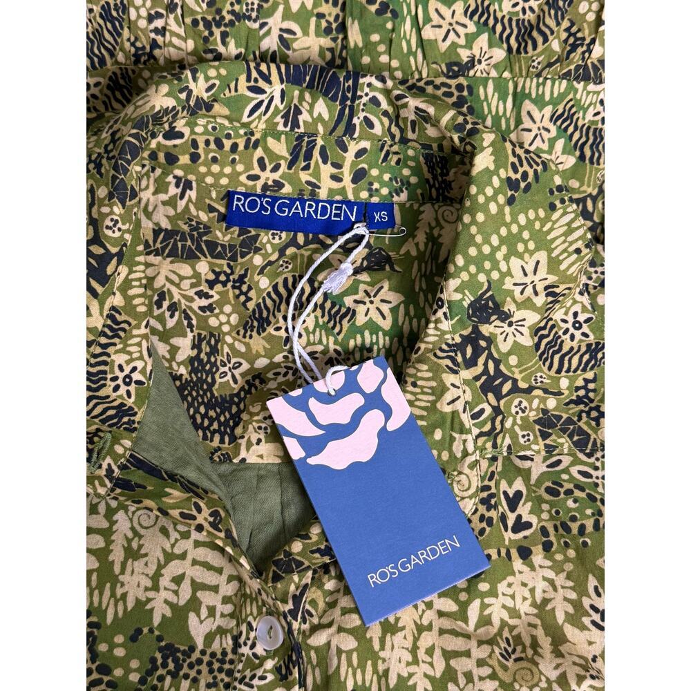 NWT Ro's Garden Jinette Maxi Animal Print Shirt Dress Jungle Tiger Green XS - Picture 6 of 6
